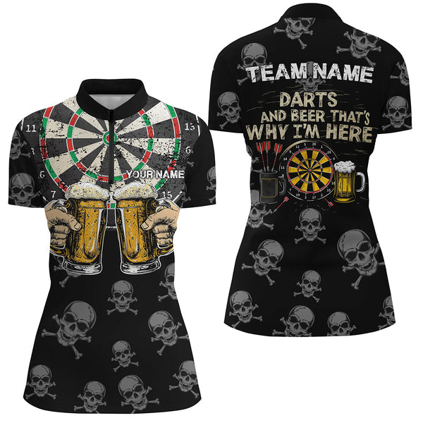 Darts And Beer That's Why I'm Here Custom Skull Darts Shirts For Women Best Drinking Darts Jerseys TDM1981