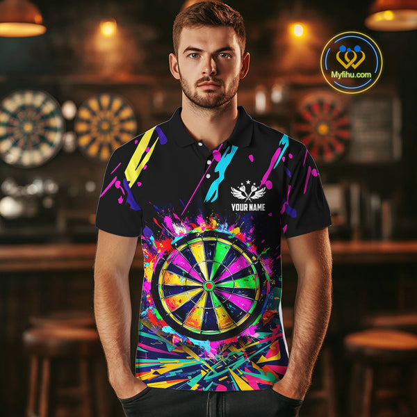 Colorful Neon Darts Shirts For Men Custom Darts Jerseys Polo & 1/4 Zip, Darts Team Shirt TDM3878