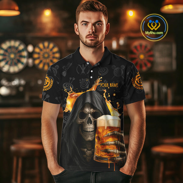 Darts And Beer That's Why I'm Here Custom Skeleton Dart Shirts For Men, Funny Drinking Jerseys TDM3989
