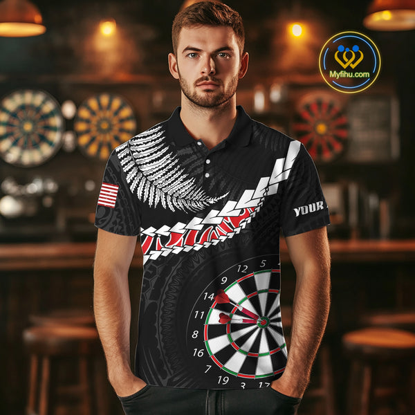 Personalized US Flag Tribal Dart Shirts For Men Custom Team Polo & Quarter Zip Dart Jerseys TDM3992