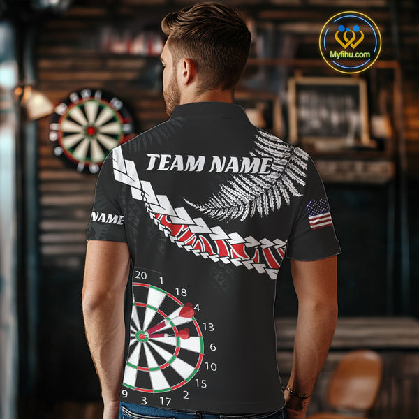Personalized US Flag Tribal Dart Shirts For Men Custom Team Polo & Quarter Zip Dart Jerseys TDM3992