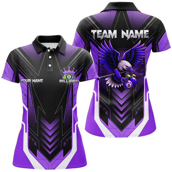 Personalized Funny Eagle Billiard Shirts For Women Custom Name Purple Billiard Balls Sports Jerseys TDM2224
