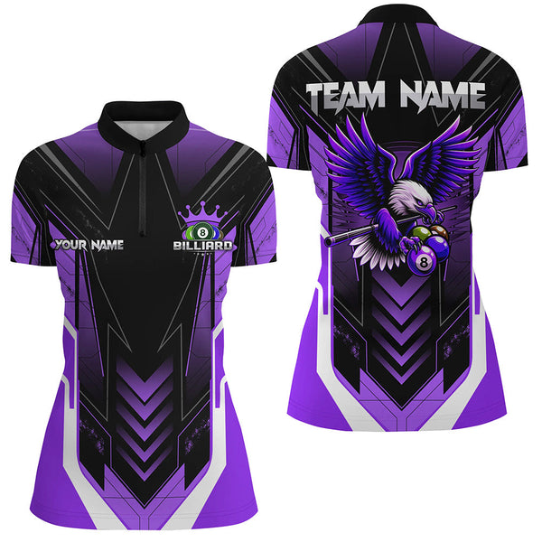 Personalized Funny Eagle Billiard Shirts For Women Custom Name Purple Billiard Balls Sports Jerseys TDM2224