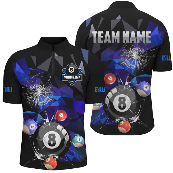 Personalized Billiard Balls Break Glass Pool Jersey For Men, Abstract Billiard Team Shirts | Purple TDM2490