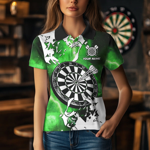 Lightning Grunge Dartboard Custom 3D Printed Darts Shirts For Women, Darts Team Jerseys |Green TDM3723