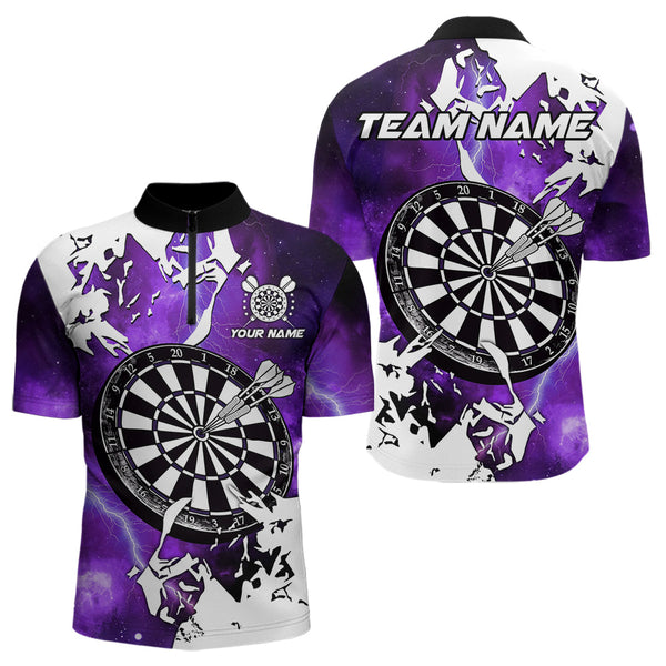 Lightning Grunge Dartboard Custom 3D Printed Darts Shirts For Men, Darts Team Jerseys |Purple TDM3724