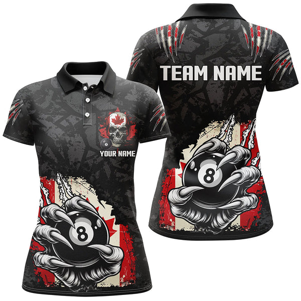 Funny Claw Tearing Canada Flag 8 Ball Pool Custom Women Billiard Shirts, Patriotic Billiard Jerseys TDM2231