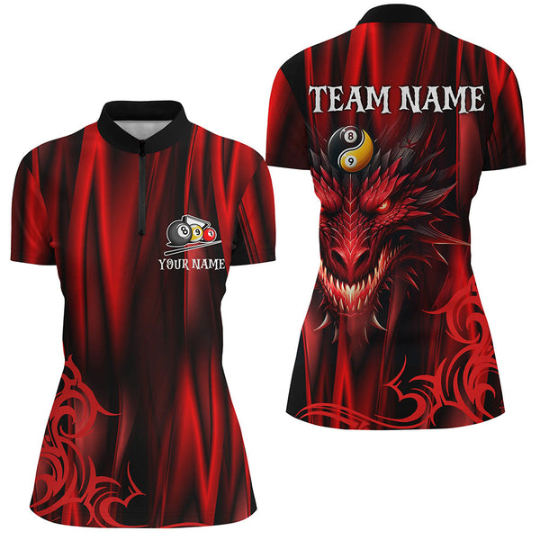 Personalized Dragon 3D Printed Billiard Shirts For Women Custom Team League Billiard Jerseys |Red TDM2235