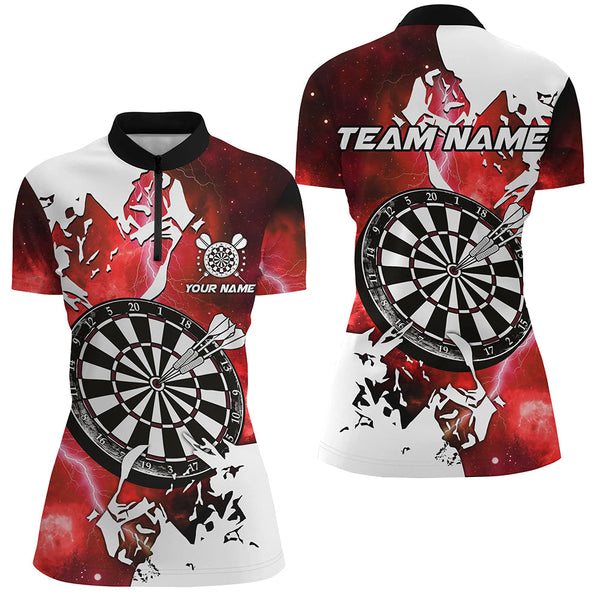 Lightning Grunge Dartboard Custom 3D Printed Darts Shirts For Women, Darts Team Jerseys |Red TDM2257