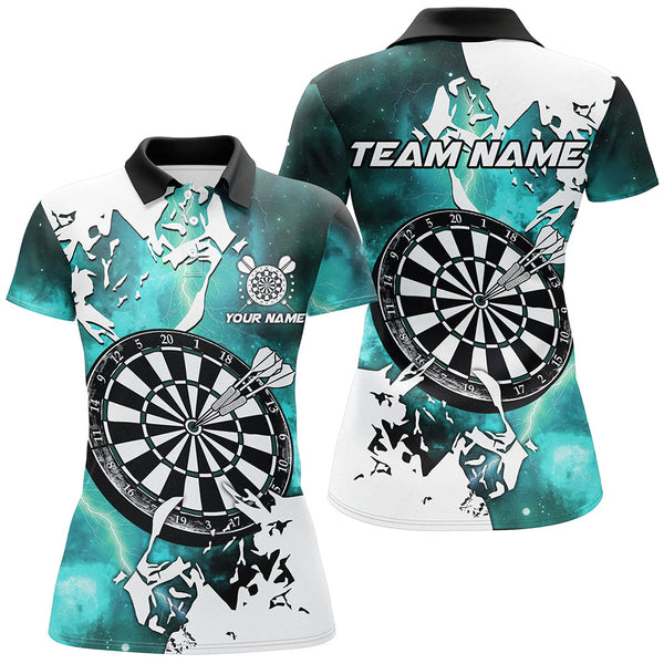 Lightning Grunge Dartboard Custom 3D Printed Darts Shirts For Women, Darts Team Jerseys |Turquoise TDM2260