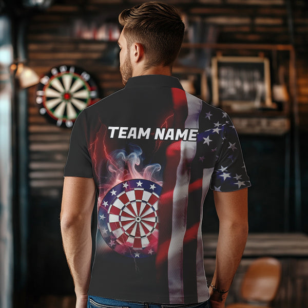 Personalized Lightning American Flag Dartboard Smoke Dart Shirts For Men Team Patriotic Dart Jersey TDM3745