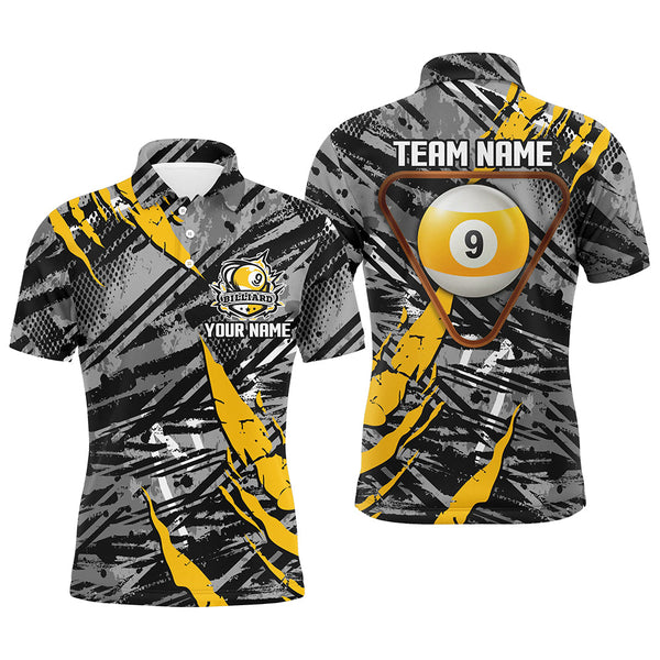 Personalized Grunge 9 Ball Pool Billiard Shirts For Men Custom Billiard 9 Ball Jersey Shirts TDM1633