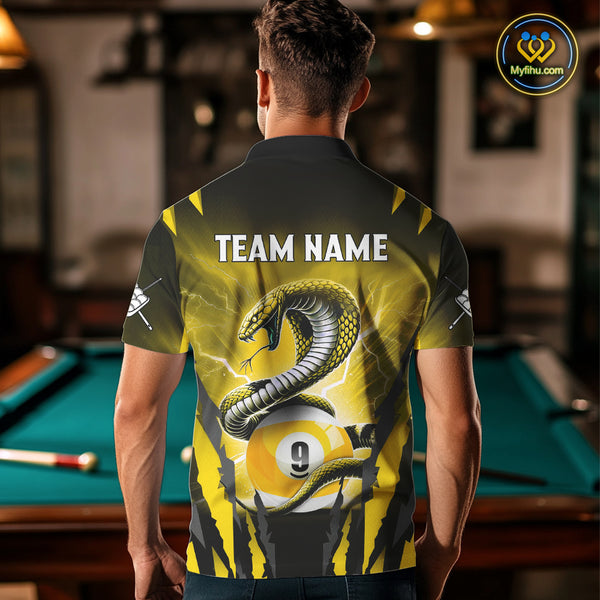 Personalized 9 Ball Thunder Lightning Cobra Snake Men Billiard Shirts, 9 Ball Pool Team Jerseys TDM4022