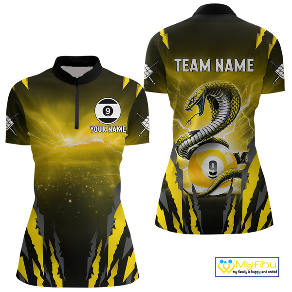 Personalized 9 Ball Thunder Lightning Cobra Snake Women Billiard Shirts, 9 Ball Pool Team Jerseys TDM4022