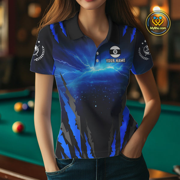 Personalized 10 Ball Thunder Lightning Cobra Snake Women Billiard Shirts, 10 Ball Pool Team Jersey TDM4023