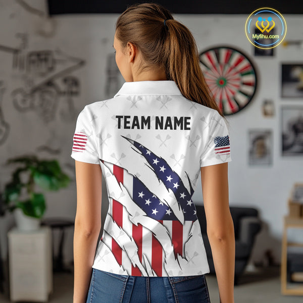 US Flag Patriotic Dart Shirt With Pocket Option For Women Custom Darts Jersey TDM4024