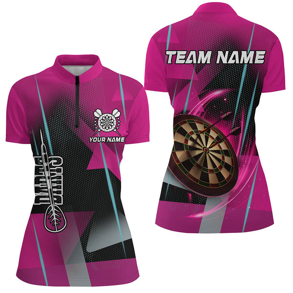 Personalized 3D All Over Print Darts Women Polo & Quarter-Zip Shirts Custom Pink Darts Team Jersey TDM2266