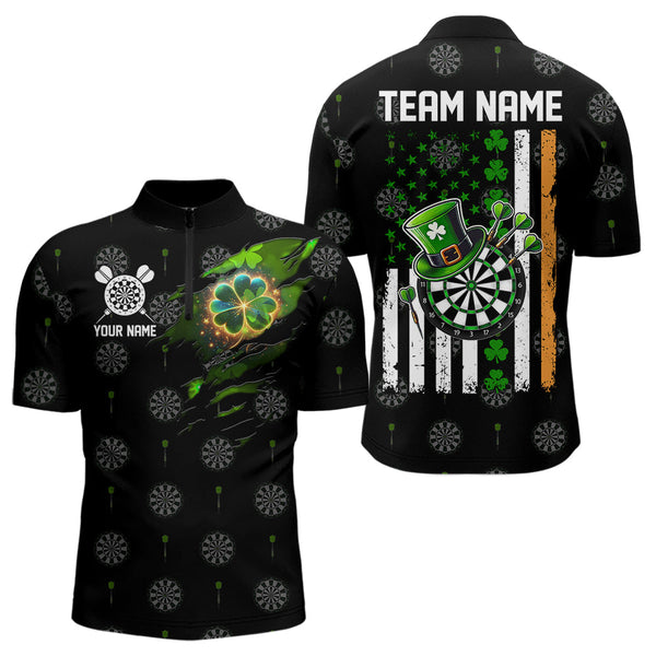 Irish American Flag Saint Patrick Day Dart Shirts For Men Custom Luckiest Shamrock Dart Jerseys TDM3606