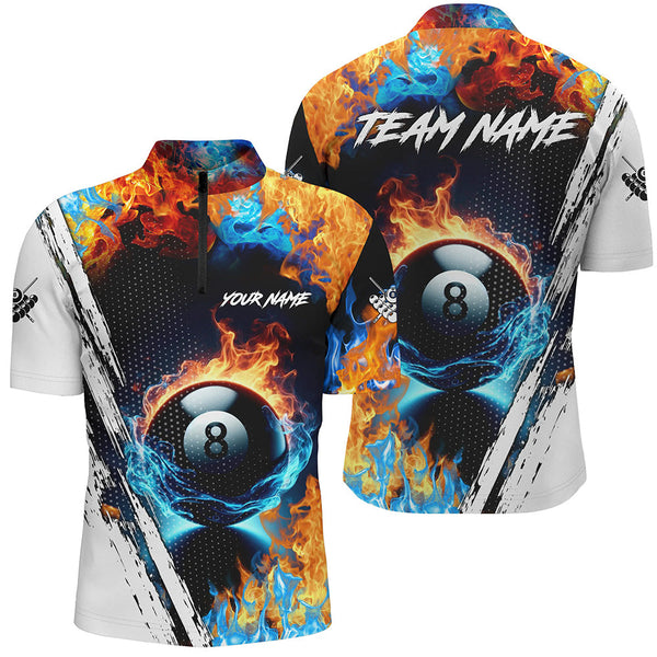 8 Ball Pool Water Fire Custom 3D All Over Print Billiard Shirts For Men, Billiard Team Jerseys TDM2286