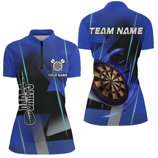 Personalized Darts Polo & Quarter-Zip 3D Printed Shirts For Women Custom Blue Darts Team Jersey TDM2573