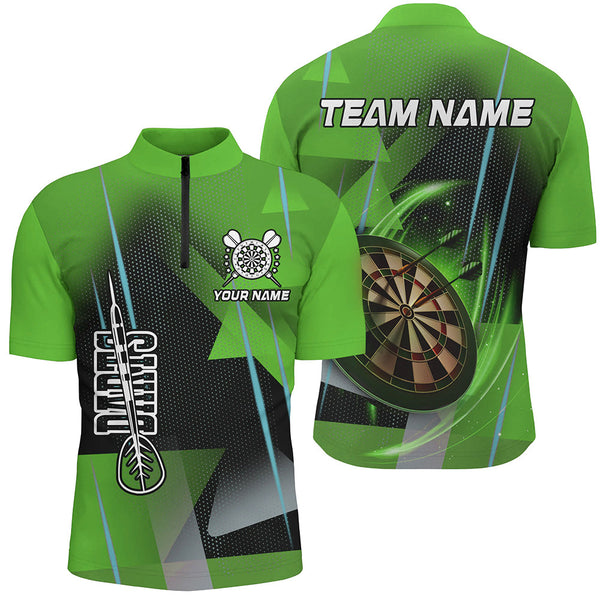 Personalized Darts Polo & Quarter-Zip 3D Printed Shirts For Men Custom Green Darts Team Jersey TDM2574