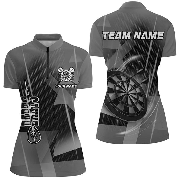 Personalized Darts Polo & Quarter-Zip 3D Printed Shirts For Women Custom Grey Darts Team Jersey TDM2575