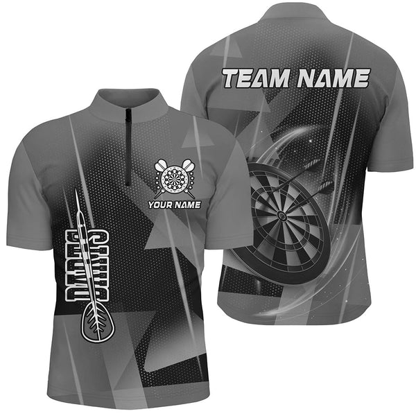 Personalized Darts Polo & Quarter-Zip 3D Printed Shirts For Men Custom Grey Darts Team Jersey TDM2575