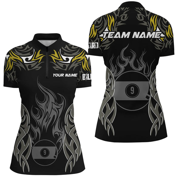 Customized Billiard Tournament Jersey For Women, 9 Ball Fire Flame Billiard Team Shirts | Yellow TDM2338
