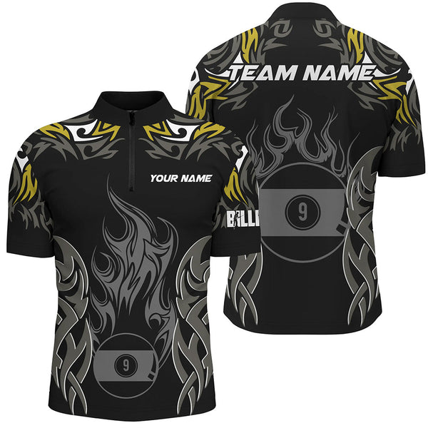 Customized Billiard Tournament Jersey For Men, 9 Ball Fire Flame Billiard Team Shirts | Yellow TDM2338