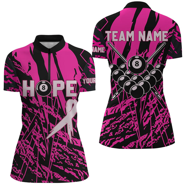 Breast Cancer Awareness Pink Camo Custom Women Billiard Shirts, 8 Ball Pool Pink Jerseys For Pooler TDM2354