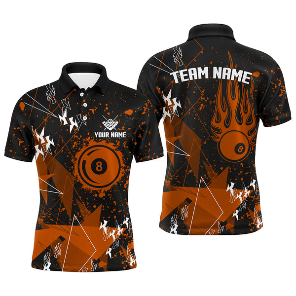 Personalized Orange Grunge Billiard Shirts For Men, Best Custom Billiard Jerseys For Pool Player TDM1914
