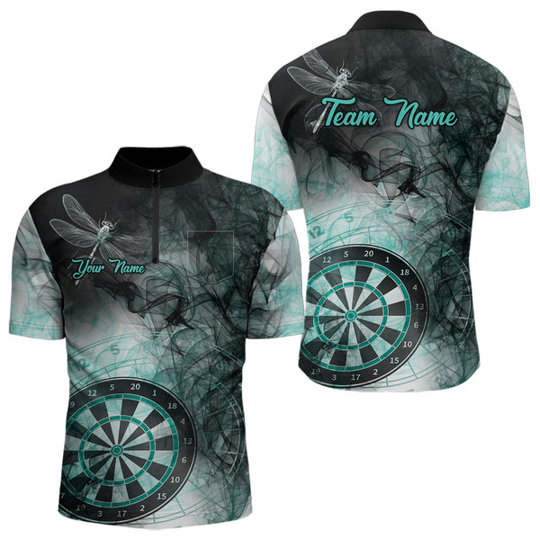 Turquoise Smoke Darts Shirt With Pocket Option For Men Custom Darts Jersey TDM3804