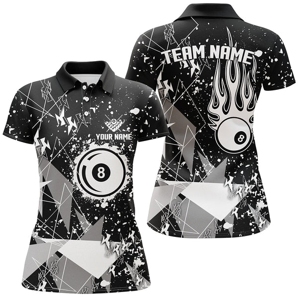 Personalized White Grunge Billiard Women Shirts, Billiards Jerseys For Pool Player TDM1535
