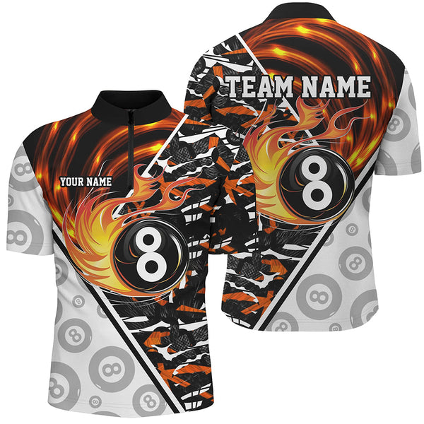 Custom Billiard Polo & Quarter-Zip Shirts For Men, 8 Ball Pool Fire Billiard Jersey Team Shirts TDM1712