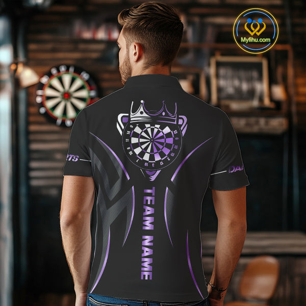 Black And Purple Dartboard Crown Dart Shirts For Men Custom Dart Jersey Team Polo & Quarter Zip TDM4092