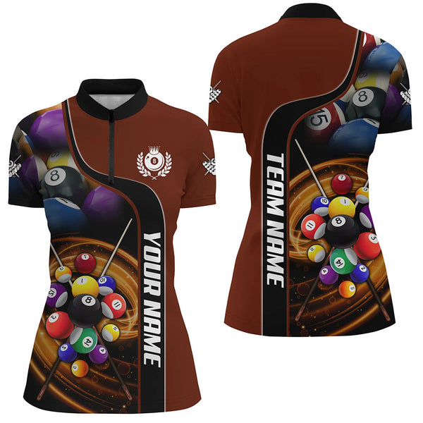 Personalized 3D Billiard Balls Red Dark Custom Billiard Shirts For Women, Billiard Team Jersey Attire TDM2129