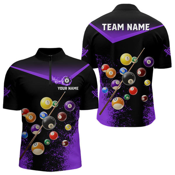 Personalized Grunge Purple Black 3D Pool Balls Men Billiard Shirts Custom Billiard Jerseys For Team TDM3513