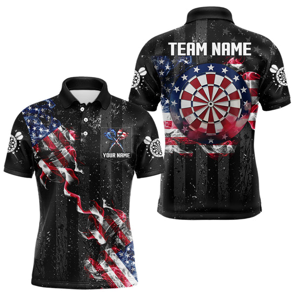 Custom US Flag Smoke Dart Shirt For Men, Patriotic Dart Jersey Pocket Option TDM3514
