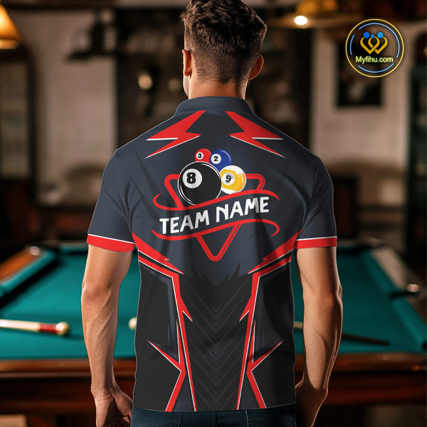 Billiard Jerseys For Men Custom Polo & 1/4 Zip Billiard Team Shirt, 8 Ball & 9 Ball Pool Shirt|Red TDM3830