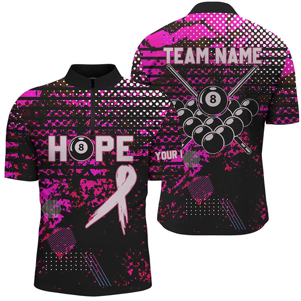 Breast Cancer Awareness Pink Camo Custom Men Billiard Shirts, 8 Ball Pool Pink Jerseys For Pooler TDM2423