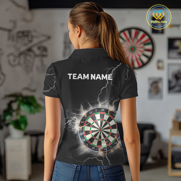Custom Dartboard Thunder Lightning Dart Shirts For Women | Darts Polo & 1/4 Zip Team Jerseys TDM3961