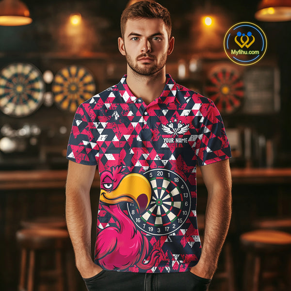 Funny Geometric Grunge Flamingo Dart Shirts For Men Custom Darts Jerseys Outfits, Darts Gifts TDM3963