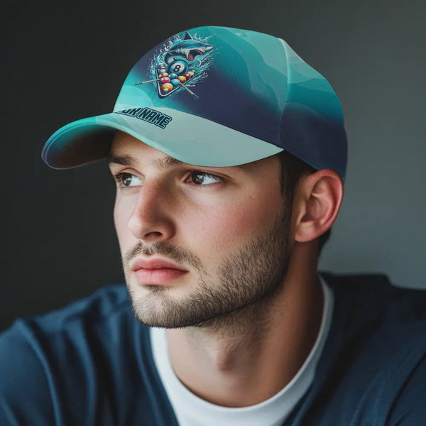 Personalized Blue Pool Balls Shark Billiard Hat Custom 3D Baseball Billiard Caps For Pool Player TDM3843
