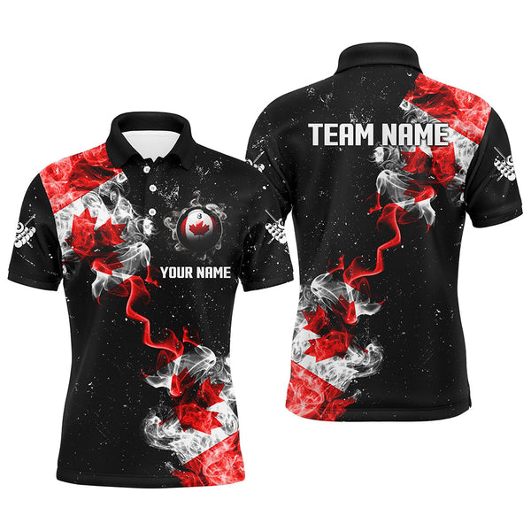 Personalize Grunge Canada Flag Smoke Billiard Shirts For Men, Patriotic Billiard Jerseys Uniform TDM2162