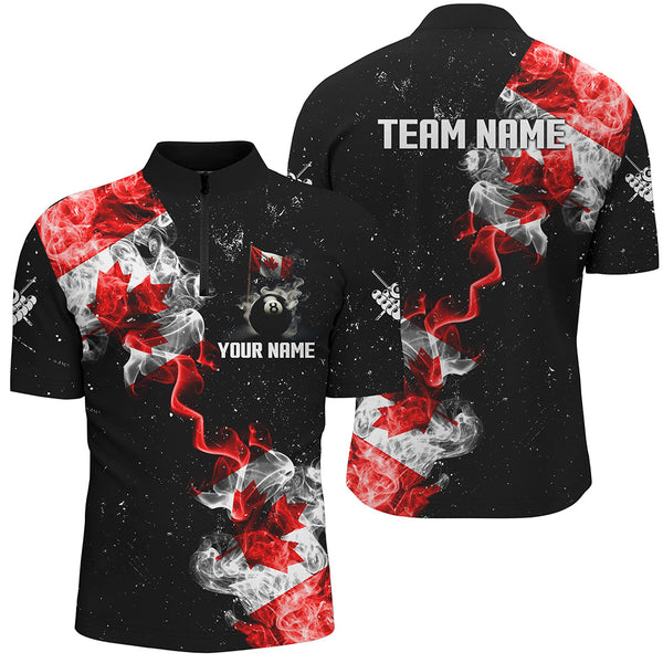 Personalize Grunge Canada Flag Smoke Billiard Shirts For Men Best Patriotic Billiard Jersey Uniform TDM2163