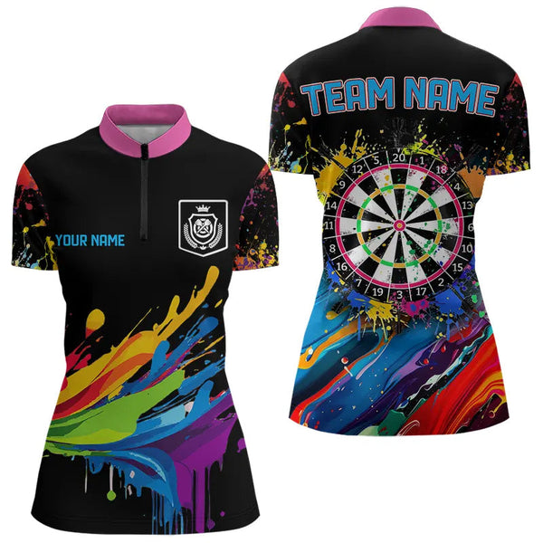 Funny Colorful Paint Splash Dart Shirts For Women Custom Dart Team Jerseys TDM3544