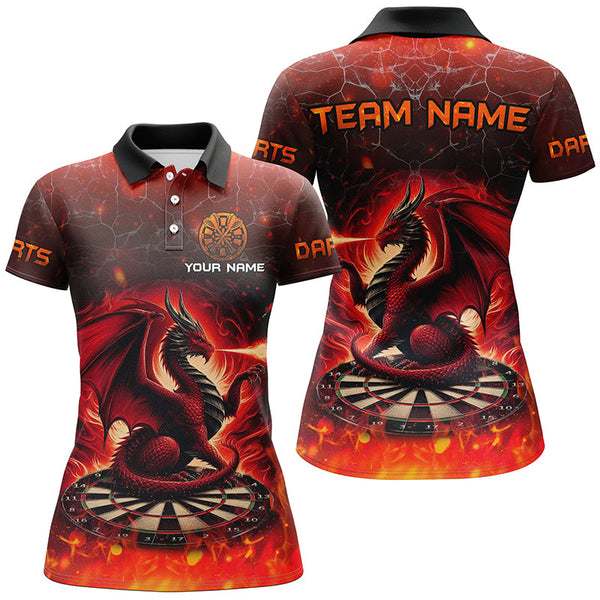 Darts Dragon Fire Flame 3D Printed Darts Shirts For Women Customized Team League Darts Jerseys |Red TDM2211