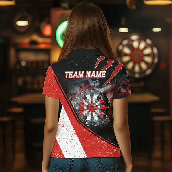 Personalized Canada Flag Smoke Dart Shirts For Women, Patriotic Darts Jerseys TDM3562