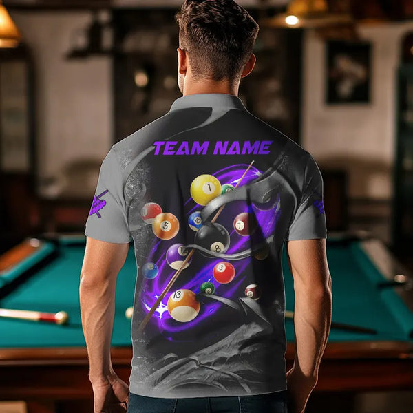 Personalized Panther Lightning 3D Billiard Balls Pool Shirts For Men, Billiard League Jersey|Purple TDM3737