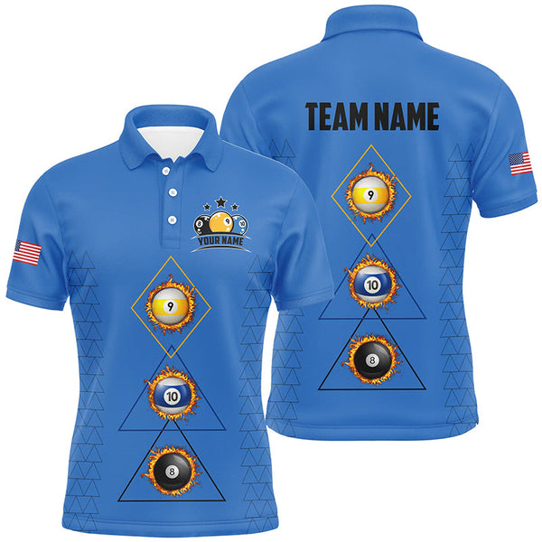 Customized Billiard 8 Ball 9 & Ball 10 Ball Shirts For Men, Unique Team Jersey Blue Billiard Shirt TDM2254